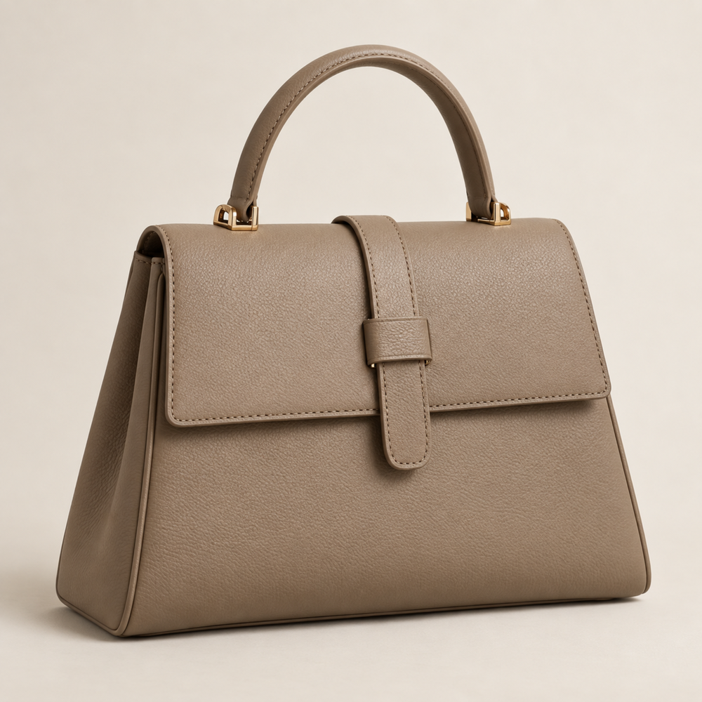 Borsa a mano Livia in ecopelle tortora