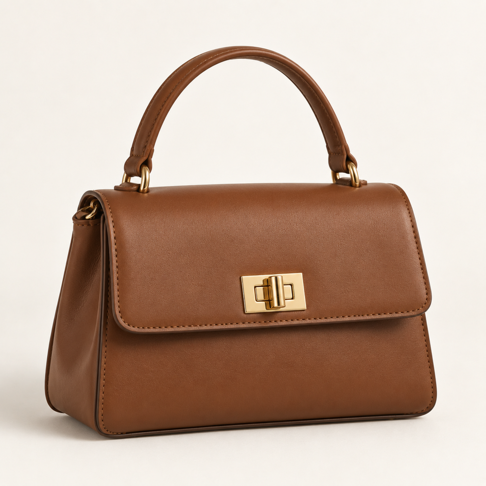Borsa a mano Greta mini in ecopelle cognac