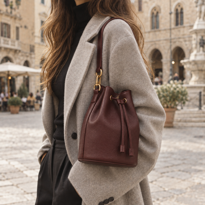 Borsa a spalla Marta in ecopelle bordeaux