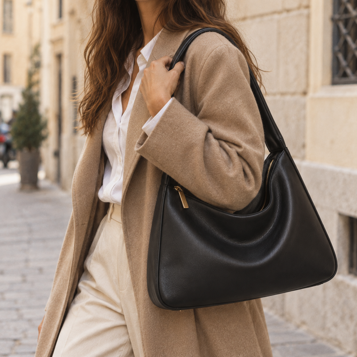 Borsa a spalla Sofia in ecopelle nera