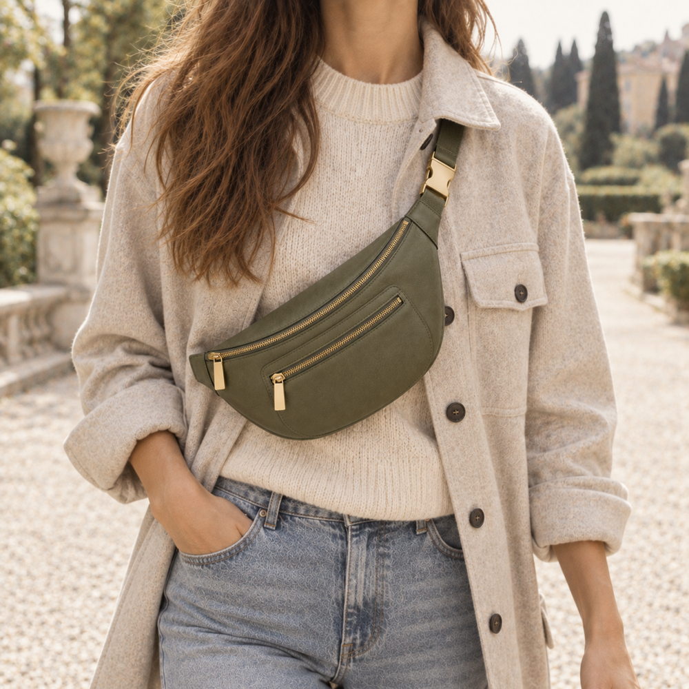 Borsa a tracolla Vera in ecopelle verde oliva
