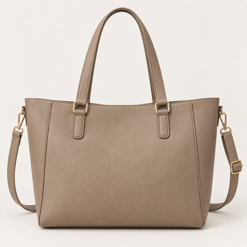 Borsa shopper Chiara in ecopelle tortora