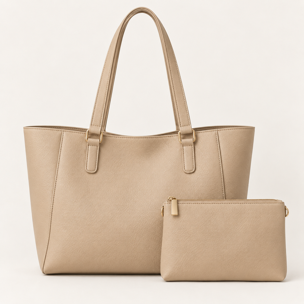 Borsa shopper Livia in ecopelle beige