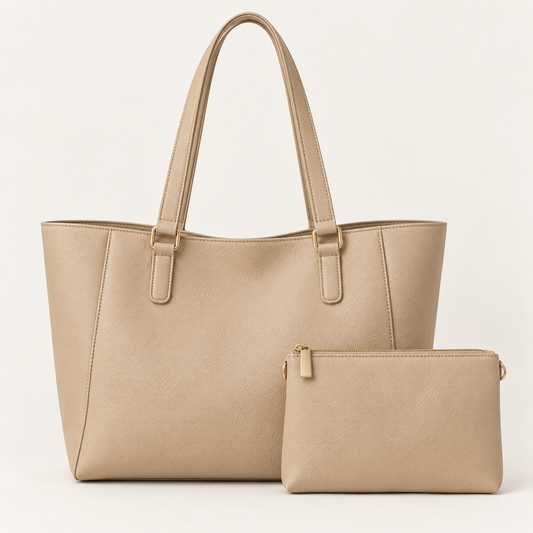 Borsa shopper Livia in ecopelle beige